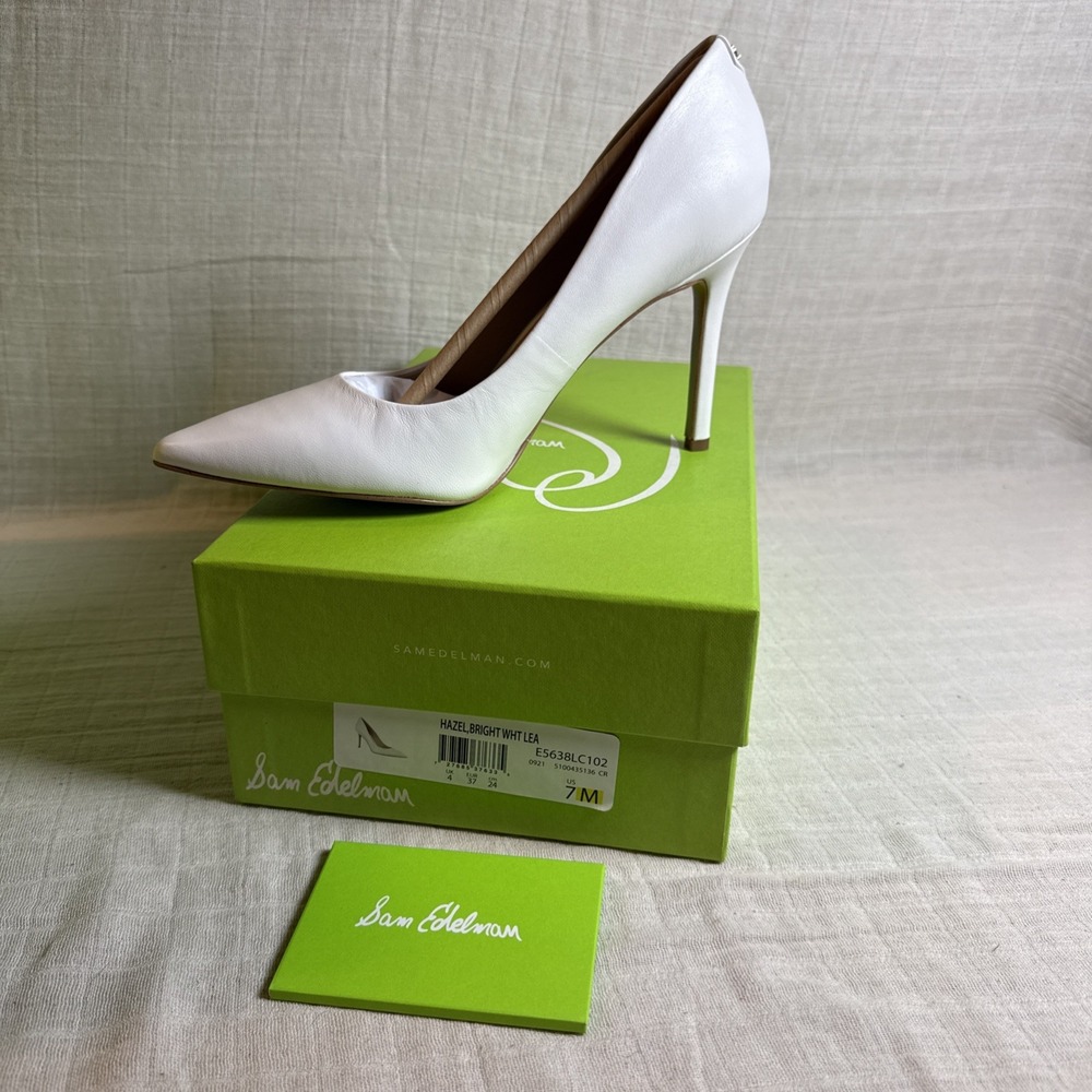 Sam Edelman Size 7 Hazel Womens 4 in Heels White Satin New